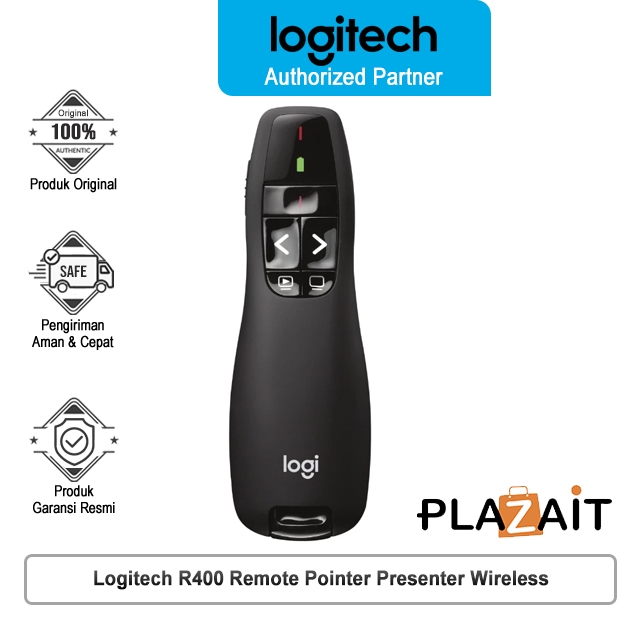 Logitech R400 Remote Pointer Presenter Wireless Laser Merah