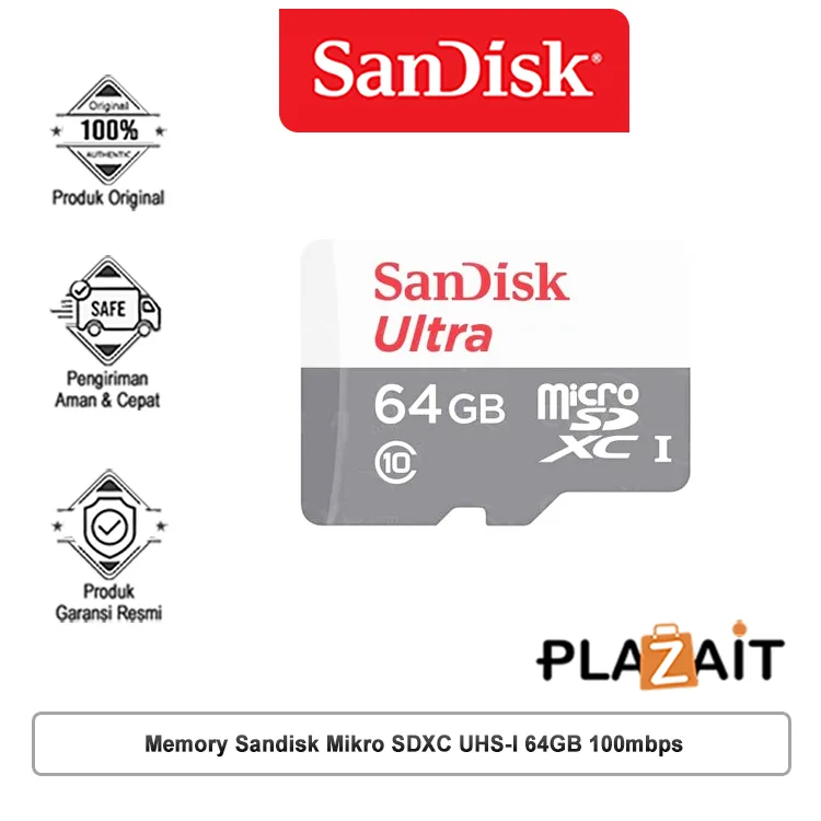 Memory Sandisk Mikro SDXC UHS-I 64GB 100mbps (SDSQUNR-064G-GN3MN)