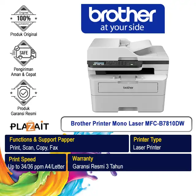 Brother Printer Mono Laser MFC-B7810DW A4 WiFi - All In One (Print, Scan, Copy, Fax)