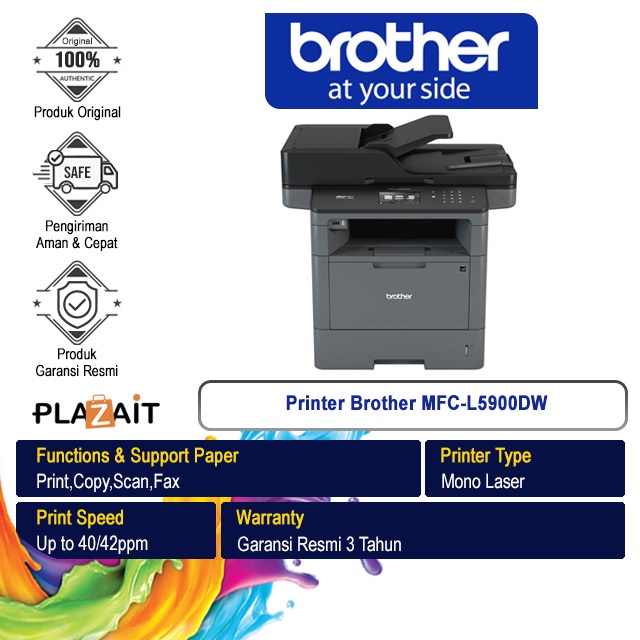 Brother Printer Mono Laser MFC-L5900DW A4 WiFi - All In One (Print, Copy, Scan, Fax)