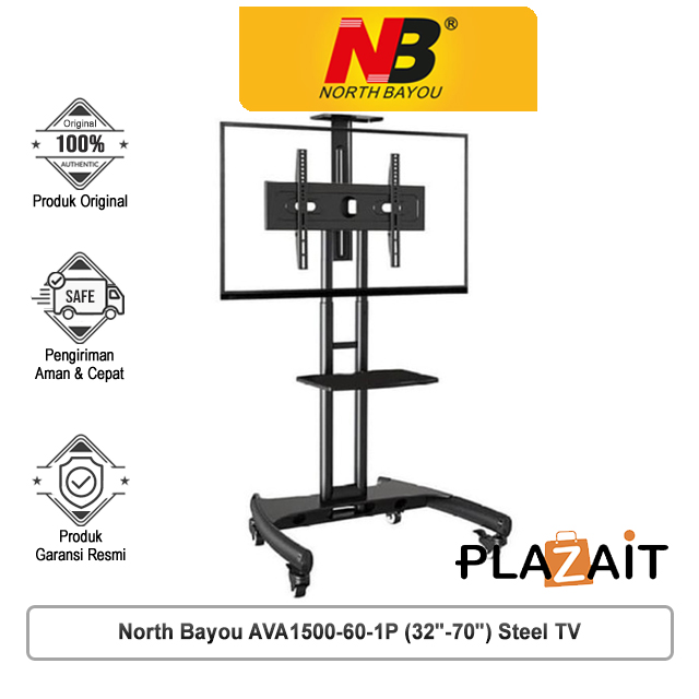 North Bayou AVA1500-60-1P (32"-70") Steel TV Stand Dengan Roda