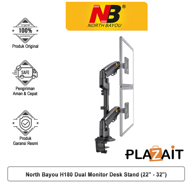North Bayou H180 Dual Monitor Desk Stand (22" - 32")