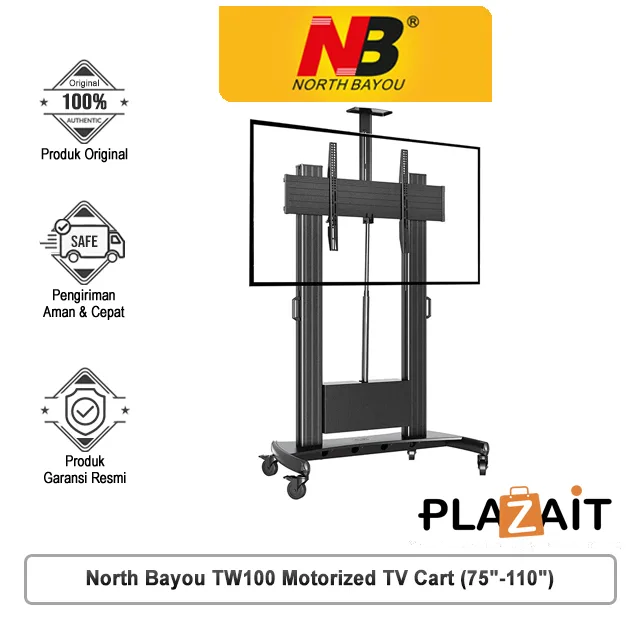 North Bayou TW100 Motorized TV Cart (75"-110")