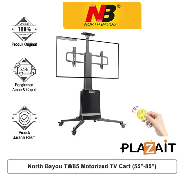 North Bayou TW85 Motorized TV Cart (55"-85")