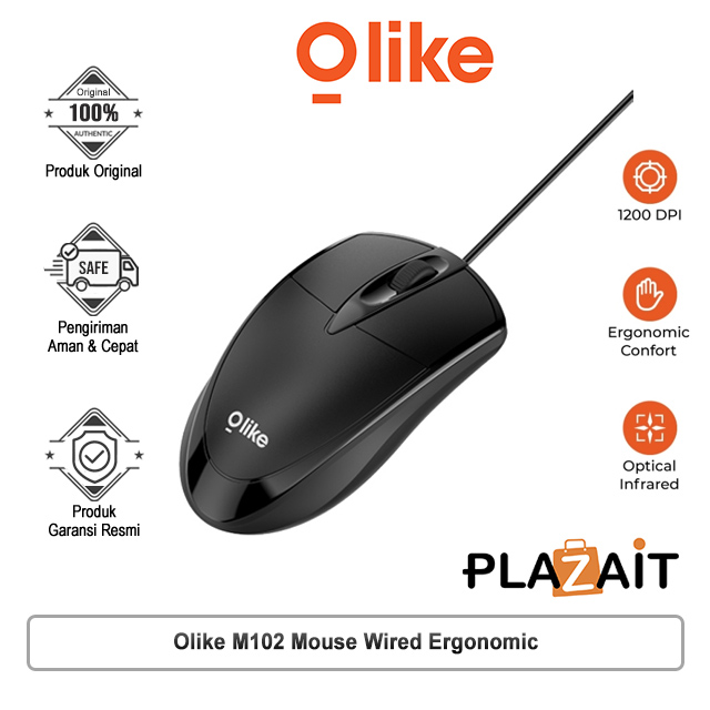 Olike M102 Mouse Wired Kabel Sensor Optical 1200 DPI ️Ergonomic