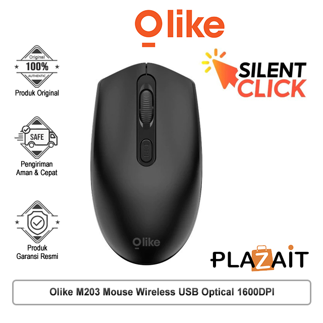 Olike M203 Mouse Wireless USB Optical 1600DPI Ergonomic Design Comfort Silent Click