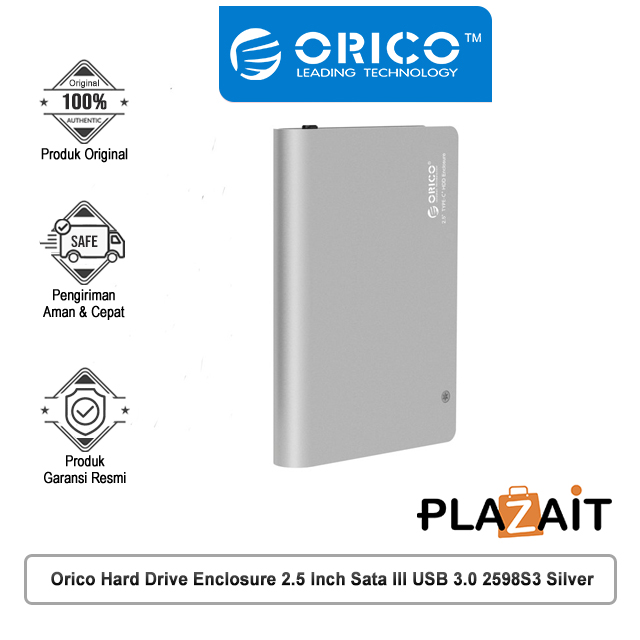 Orico Hard Drive Enclosure 2.5 Inch Sata III USB 3.0 2598S3 Silver