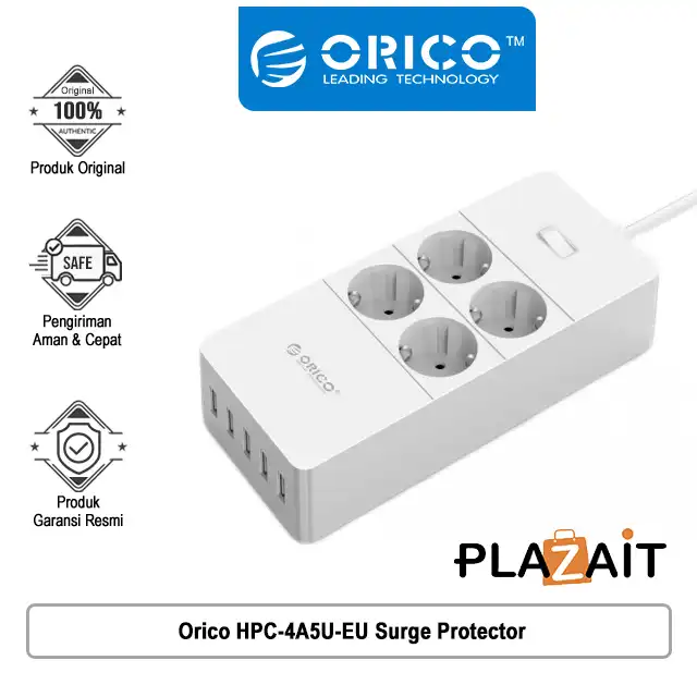 Orico HPC-4A5U-EU Surge Protector Strip 4-Outlet with 5 USB SuperCharging Ports