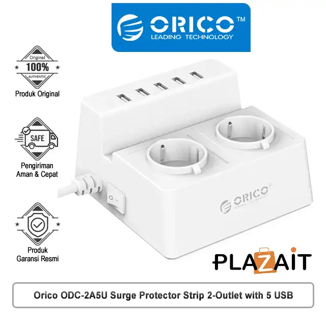 Orico ODC-2A5U Surge Protector Strip 2-Outlet with 5 USB Super Charger