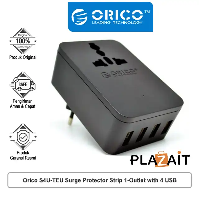 Orico S4U-TEU Surge Protector Strip 1-Outlet with 4 USB SuperCharging Ports