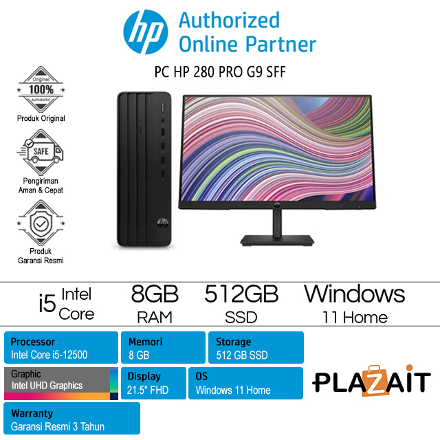 PC HP 280 Pro G9 SFF /Intel Core i5-12500/8GB/512GB SSD/Intel UHD Graphics/21.5" FHD (P22 G5)/No ODD/Win 11 Home/Black/3Y