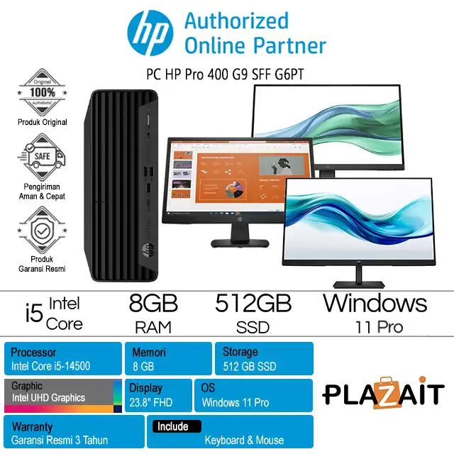 PC HP Pro 400 G9 SFF G6PT /Intel Core i5-14500/8GB/512GB SSD/Intel UHD Graphics/Win 11 Pro/Black/3Y