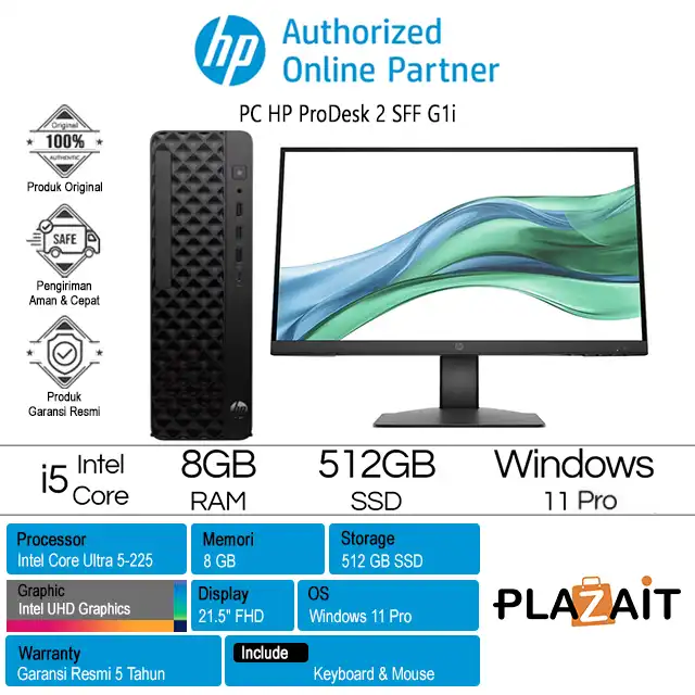 PC HP ProDesk 2 SFF G1i /Intel Core i5-14500/8GB/512GB SSD/Intel UHD Graphics/Win 11 Pro/Black/5Y