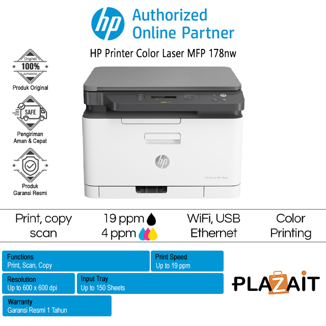 Printer HP Color LaserJet MFP 178nw - Print Scan & Copy Wi-Fi