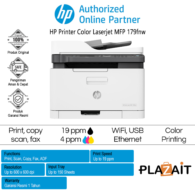 Printer HP Color Laserjet MFP 179fnw - Print Copy Scan & Fax Wi-Fi