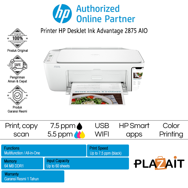 Printer HP Deskjet Ink Advantage 2875 All in One Wireless - Pengganti Deskjet 2775
