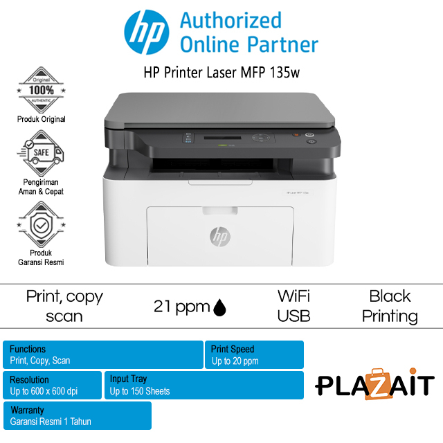 Printer HP LaserJet MFP 135W - Print, Scan & Copy Wireless