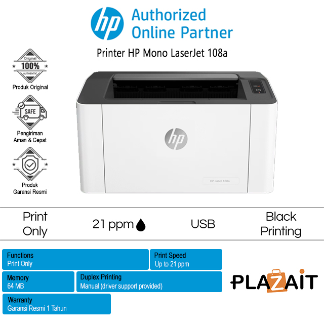 Printer HP Mono LaserJet 108A - Print Only