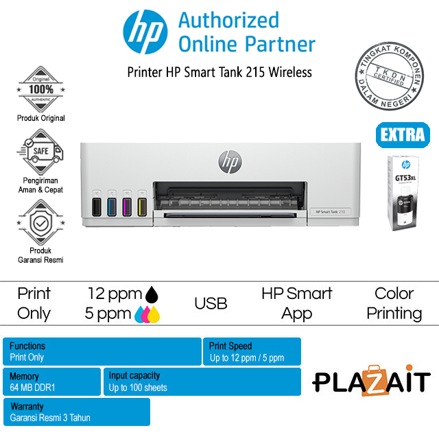 Printer HP Smart Tank 215 - Print Only Wireless