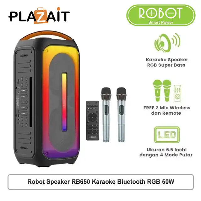 Robot Speaker RB650 Karaoke Bluetooth RGB 50W 5.0 TF USB 3.5mm