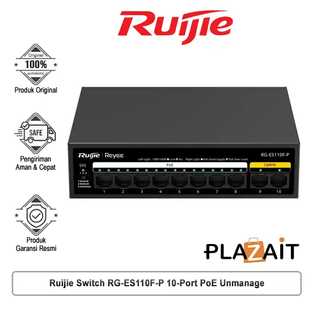 Ruijie Switch RG-ES110F-P 10-Port 10/100 Mbps PoE Unmanage