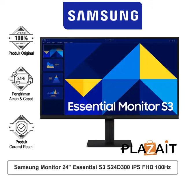 Samsung Monitor 24" Essential S3 S24D300 IPS FHD 100Hz LED