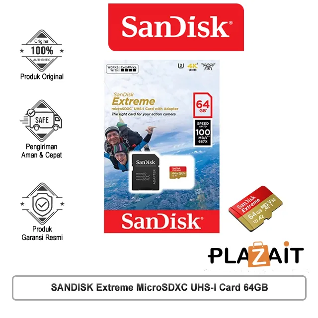 SANDISK Extreme MicroSDXC UHS-I Card 64GB [SDSQXA2-064G-GN6AA]