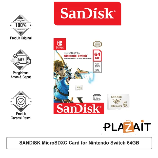SANDISK MicroSDXC Card for Nintendo Switch 64GB [SDSQXAT-064G-GNCZN]
