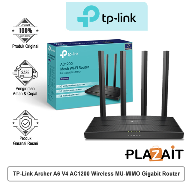 TP-Link Archer A6 V4 AC1200 Wireless MU-MIMO Gigabit Router