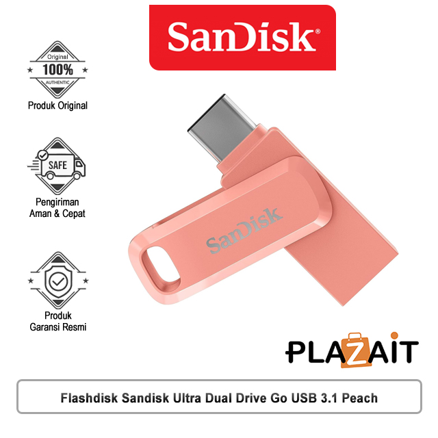 USB Flashdisk Sandisk Ultra Dual Drive Go USB Type-C OTG USB 3.1 Peach