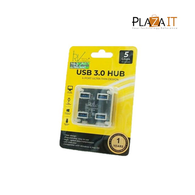 USB Hub RVTech 4 PORT TRANSPARAN USB 3.0
