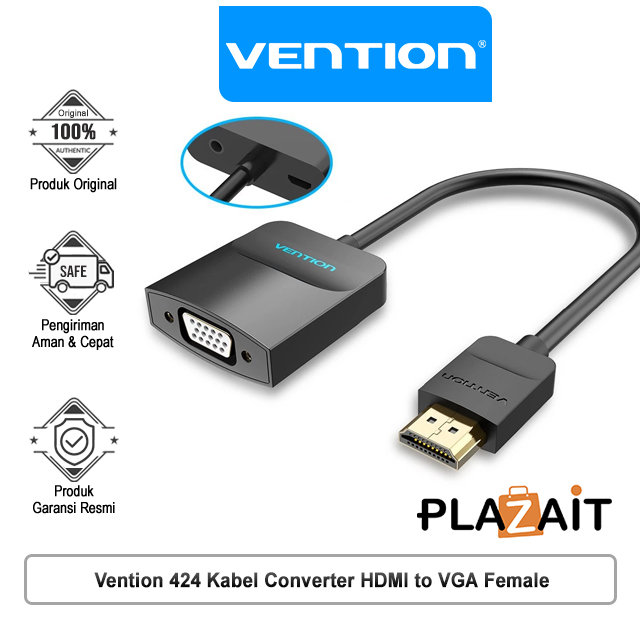 Vention 424 Kabel Converter HDMI to VGA with Female Micro USB and Audio Port