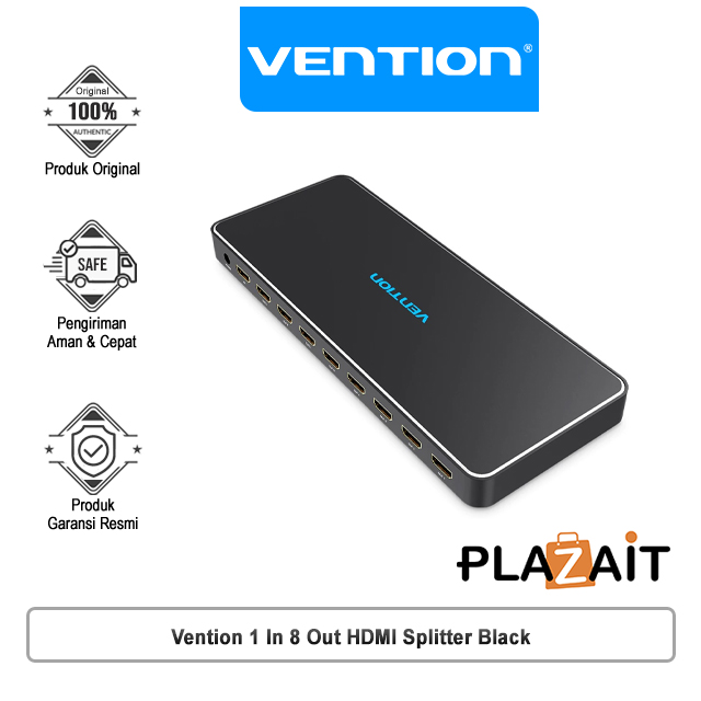 Vention AFM Port 1 In 8 Out HDMI Splitter Black