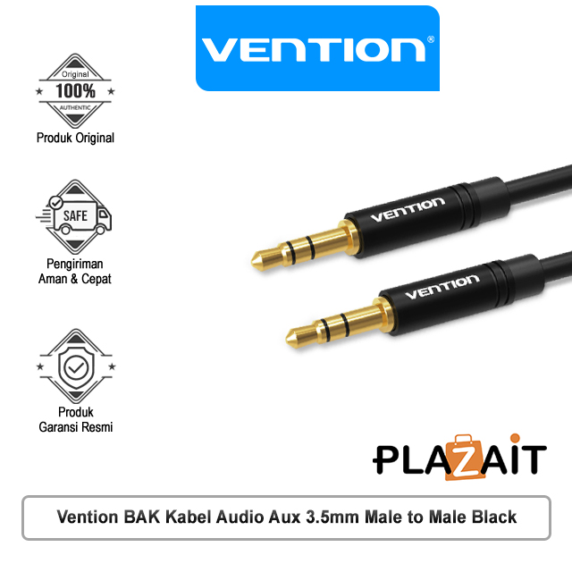 Vention BAK Kabel Audio Aux 3.5mm Male to Male 1.5M Black Metal Type