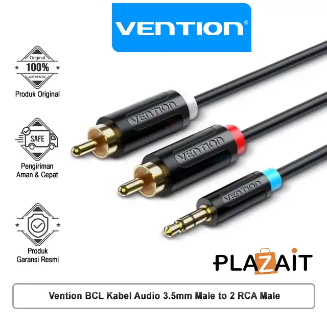 Vention BCL Kabel Audio 3.5mm Male to 2 RCA Male for Speaker Multimedia