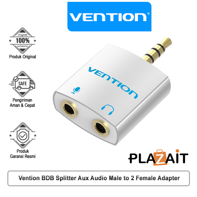 Vention BDB Splitter Aux Audio Jack Male to Dual Audio Mic Female Adapter