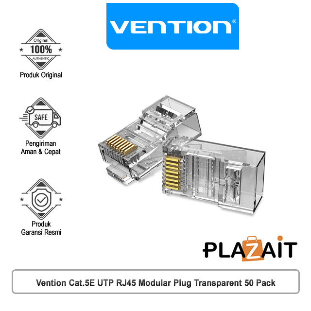 Vention Cat.5E UTP RJ45 Modular Plug Transparent 50 Pack (IDBR0-050)