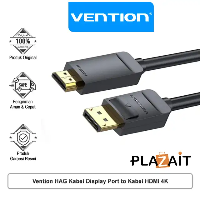 Vention HAG Kabel Display Port to Kabel HDMI 4K Black - 1M