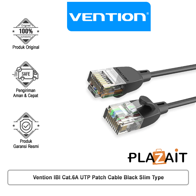 Vention IBI Cat.6A UTP Patch Kabel Lan RJ45 Ethernet Black Slim Type