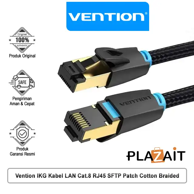 Vention IKG Kabel LAN Cat.8 RJ45 SFTP Patch Cotton Braided Black