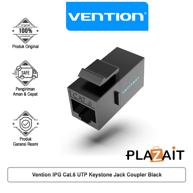 Vention IPG Cat.6 UTP Barrel Konektor Keystone Jack Coupler Black