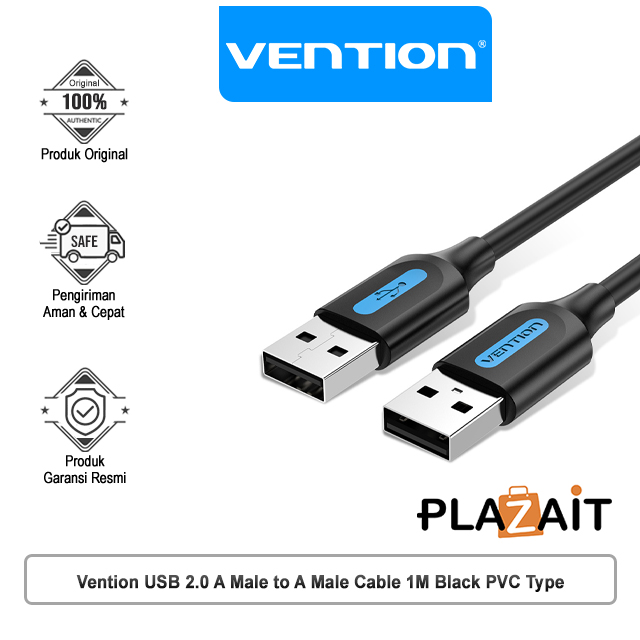 Vention USB 2.0 A Male to A Male Cable 1M Black PVC Type (COJBF)