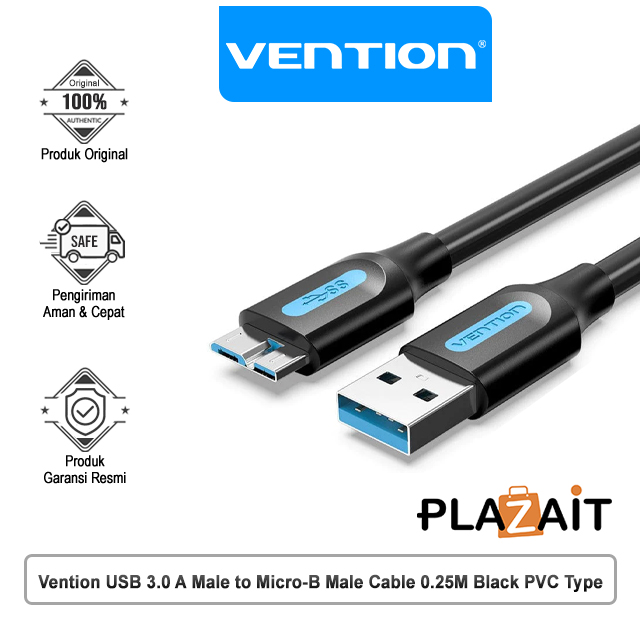 Vention USB 3.0 A Male to Micro-B Male Cable 0.25M Black PVC Type (COPBC)