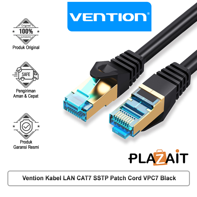 Vention VPC7 Kabel LAN RJ45 CAT7 SSTP Patch Cord  Ethernet Black