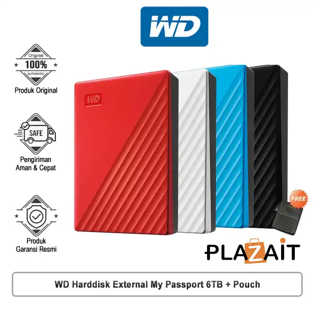 WD Harddisk External My Passport 6TB + Pouch