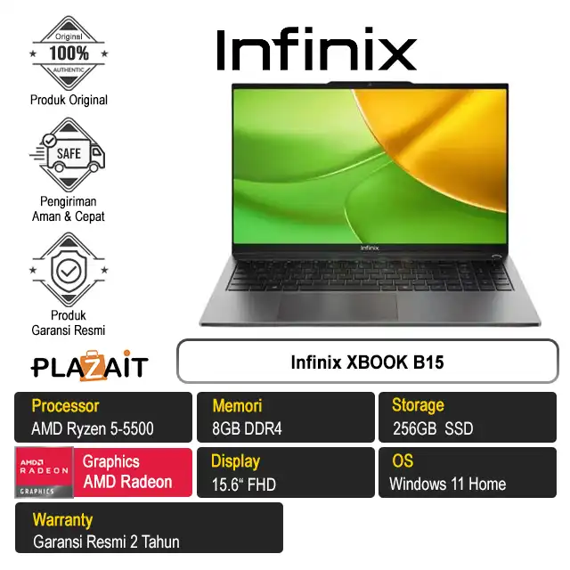 Infinix XBOOK B15 /AMD Ryzen 5-5500/8GB/256GB SSD/AMD Radeon Graphics/15.6" FHD/Win 11 Home/2Y