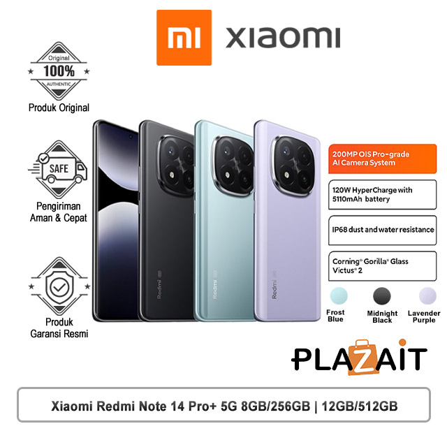 Xiaomi Redmi Note 14 Pro+ 5G 8GB/256GB | 12GB/512GB - Garansi Resmi