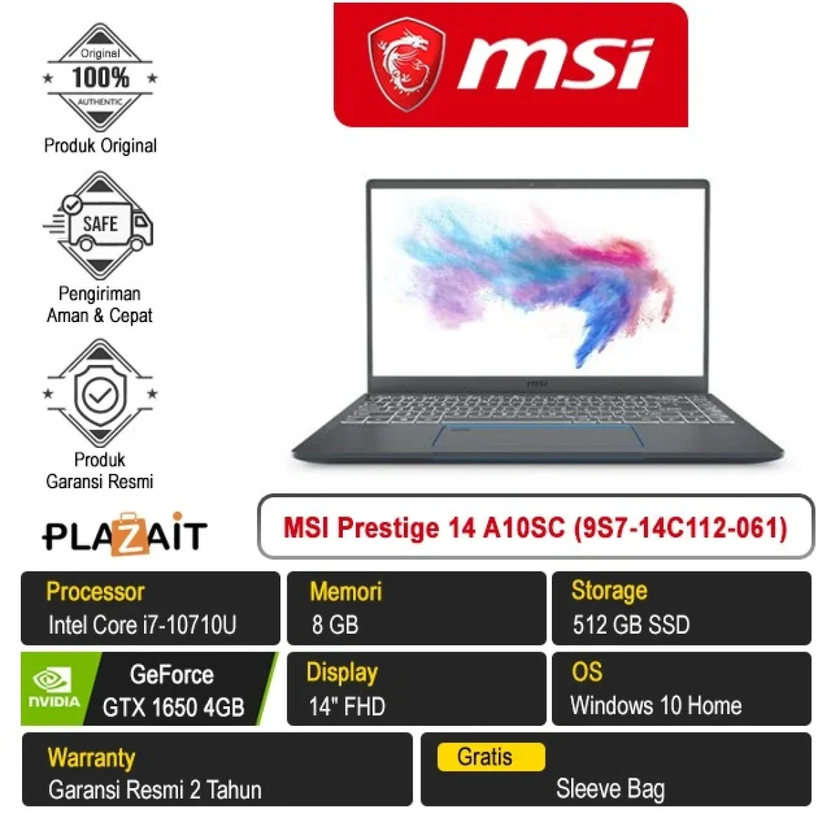 MSI Prestige 14 A10SC (9S7-14C112-061) /Intel Core i7-10710U