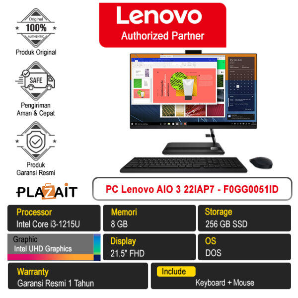 Pc Lenovo Aio 3 22iap7 F0gg0051id
